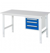 RAU Arbeitstisch 1500x800x760-1080 3xSchub M-Platte 22mm l.gre.bl