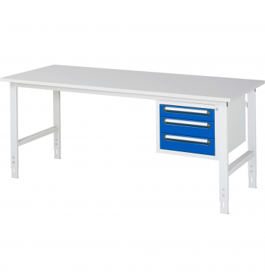 RAU Arbeitstisch 2000x800x760-1080 3xSchub M-Platte 22mm l.gre.bl