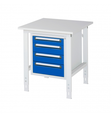 RAU Arbeitstisch 750x800x760-1080 4xSchub M-Platte 22mm l.gre.bl