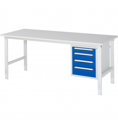 RAU Arbeitstisch 2000x800x760-1080 4xSchub M-Platte 22mm l.gre.bl