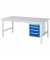 RAU Arbeitstisch 2000x1000x760-1080 4xSchub M-Platte 22mm l.gre.bl