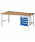 RAU Arbeitstisch 2000x1000x760-1080 4xSchub B-Platte 25mm l.gre.bl