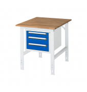 RAU Arbeitstisch 750x1000x760-1080 3xSchub B-Platte 25mm l.gre.bl