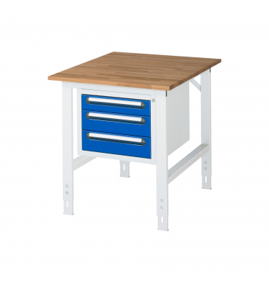 RAU Arbeitstisch 750x1000x760-1080 3xSchub B-Platte 25mm l.gre.bl
