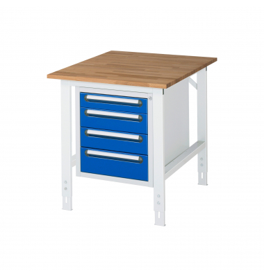 RAU Arbeitstisch 750x1000x760-1080 4xSchub B-Platte 25mm l.gre.bl