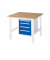 RAU Arbeitstisch 1000x1000x760-1080 4xSchub B-Platte 25mm l.gre.bl