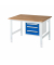 RAU Arbeitstisch 1250x1000x910-1230 3xSchub B-Platte 25mm l.gre.bl