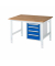 RAU Arbeitstisch 1250x1000x910-1230 4xSchub B-Platte 25mm l.gre.bl