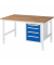 RAU Arbeitstisch 1500x1000x760-1080 4xSchub B-Platte 25mm l.gre.bl