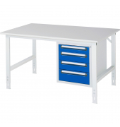RAU Arbeitstisch 1500x1000x760-1080 4xSchub M-Platte 22mm l.gre.bl