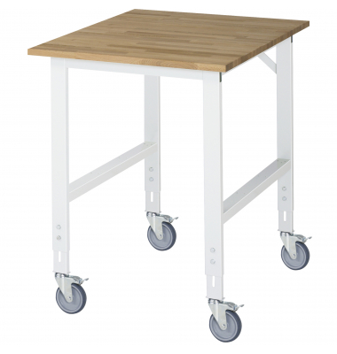RAU Arbeitstisch 750x1000x910-1230 fahrbar B-Platte 25mm l.gr