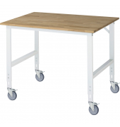 RAU Arbeitstisch 1250x1000x910-1230 fahrbar B-Platte 25mm l.gr