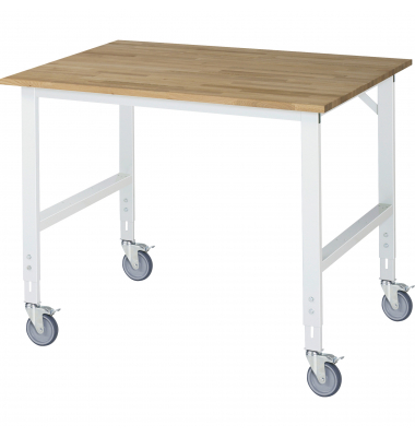 RAU Arbeitstisch 1250x1000x910-1230 fahrbar B-Platte 25mm l.gr RAU Arbeitstisch 1250x1000x910-1230 fahrbar B-Platte 25mm l.gr