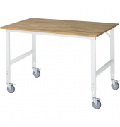 RAU Arbeitstisch 1500x1000x910-1230 fahrbar B-Platte 25mm l.gr