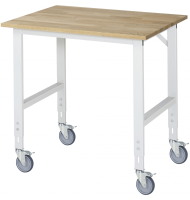 RAU Arbeitstisch 1000x800x910-1230 fahrbar B-Platte 25mm l.gr