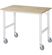 RAU Arbeitstisch 1250x800x910-1230 fahrbar B-Platte 25mm l.gr