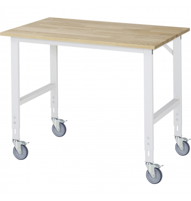 RAU Arbeitstisch 1250x800x910-1230 fahrbar B-Platte 25mm l.gr