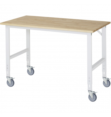 RAU Arbeitstisch 1500x800x910-1230 fahrbar B-Platte 25mm l.gr