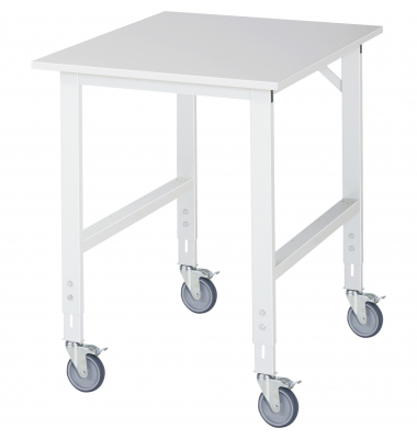RAU Arbeitstisch 750x1000x910-1230 fahrbar M-Platte 22mm l.gr