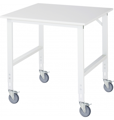 RAU Arbeitstisch 1000x1000x910-1230 fahrbar M-Platte 22mm l.gr