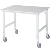 RAU Arbeitstisch 1250x1000x910-1230 fahrbar M-Platte 22mm l.gr