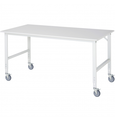 RAU Arbeitstisch 2000x1000x910-1230 fahrbar M-Platte 22mm l.gr
