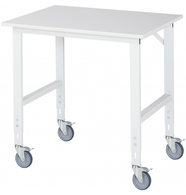 RAU Arbeitstisch 1000x800x910-1230 fahrbar M-Platte 22mm l.gr