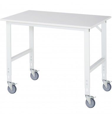 RAU Arbeitstisch 1250x800x910-1230 fahrbar M-Platte 22mm l.gr