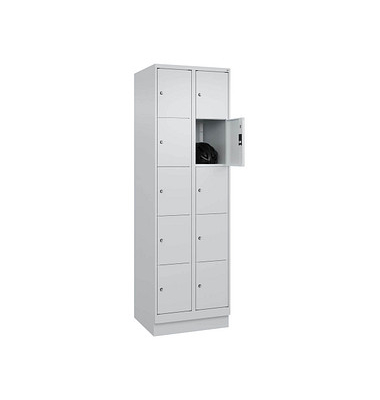 Fächerschrank 2Abteil je5Fä h.grau