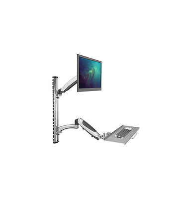 Monitor-Maus-Tastatur-Halterung DA-90354 silber für 1 Monitor, 1 Tastatur, 1 Maus, Wandhalterung