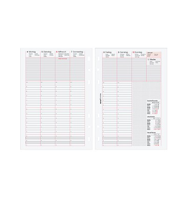 Kalendereinlage B250825, 1 Woche / 2 Seiten, 149x210mm (A5), 2025
