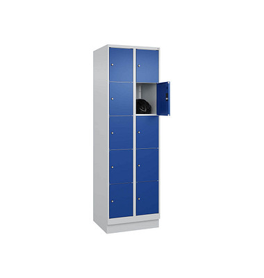 Schließfachschrank Classic PLUS enzianblau, lichtgrau 080020-205 S10003, 10 Schließfächer 60,0 x 50,0 x 195,0 cm
