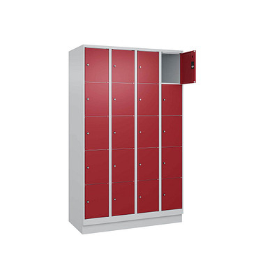 Schließfachschrank Classic PLUS lichtgrau, rubinrot 080020-405 S10001, 20 Schließfächer 120,0 x 50,0 x 195,0 cm