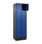 Schließfachschrank Classic PLUS enzianblau, schwarzgrau 080020-205 S10036, 10 Schließfächer 60,0 x 50,0 x 195,0 cm