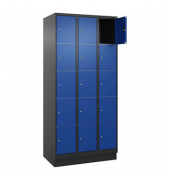 Schließfachschrank Classic PLUS enzianblau, schwarzgrau 080020-305 S10037, 15 Schließfächer 90,0 x 50,0 x 195,0 cm