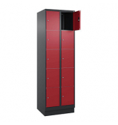 Schließfachschrank Classic PLUS rubinrot, schwarzgrau 080020-205 S10037, 10 Schließfächer 60,0 x 50,0 x 195,0 cm