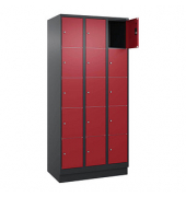 Schließfachschrank Classic PLUS rubinrot, schwarzgrau 080020-305 S10038, 15 Schließfächer 90,0 x 50,0 x 195,0 cm