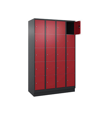 Schließfachschrank Classic PLUS rubinrot, schwarzgrau 080020-405 S10036, 20 Schließfächer 120,0 x 50,0 x 195,0 cm