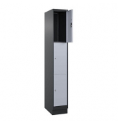Schließfachschrank Classic PLUS schwarzgrau, weißaluminium 080020-103 S10013, 3 Schließfächer 30,0 x 50,0 x 195,0 cm