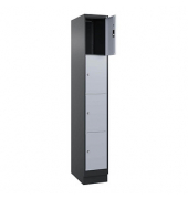 Schließfachschrank Classic PLUS schwarzgrau, weißaluminium 080020-104 S10013, 4 Schließfächer 30,0 x 50,0 x 185,0 cm
