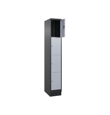Schließfachschrank Classic PLUS schwarzgrau, weißaluminium 080020-104 S10013, 4 Schließfächer 30,0 x 50,0 x 185,0 cm