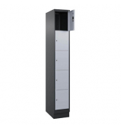 Schließfachschrank Classic PLUS schwarzgrau, weißaluminium 080020-105 S10036, 5 Schließfächer 30,0 x 50,0 x 195,0 cm