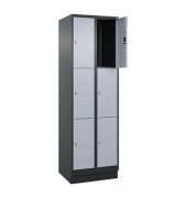 Schließfachschrank Classic PLUS schwarzgrau, weißaluminium 080020-203 S10013, 6 Schließfächer 60,0 x 50,0 x 195,0 cm