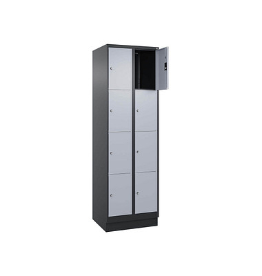 Schließfachschrank Classic PLUS schwarzgrau, weißaluminium 080020-204 S10040, 8 Schließfächer 60,0 x 50,0 x 185,0 cm