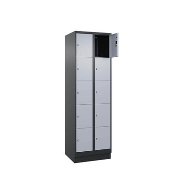 Schließfachschrank Classic PLUS schwarzgrau, weißaluminium 080020-205 S10013, 10 Schließfächer 60,0 x 50,0 x 195,0 cm