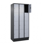 Schließfachschrank Classic PLUS schwarzgrau, weißaluminium 080020-304 S10013, 4 Schließfächer 90,0 x 50,0 x 185,0 cm