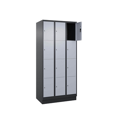 Schließfachschrank Classic PLUS schwarzgrau, weißaluminium 080020-304 S10013, 4 Schließfächer 90,0 x 50,0 x 185,0 cm