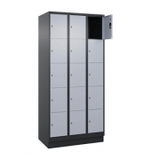 Schließfachschrank Classic PLUS schwarzgrau, weißaluminium 080020-305 S10014, 15 Schließfächer 90,0 x 50,0 x 195,0 cm