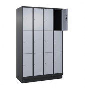 Schließfachschrank Classic PLUS schwarzgrau, weißaluminium 080020-403 S10036, 12 Schließfächer 120,0 x 50,0 x 195,0 cm