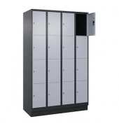 Schließfachschrank Classic PLUS schwarzgrau, weißaluminium 080020-404 S10037, 16 Schließfächer 120,0 x 50,0 x 185,0 cm